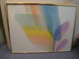 J. Zaneen - PASTEL ABSTRACT - (41wx31h brass framed w/ ))glass)