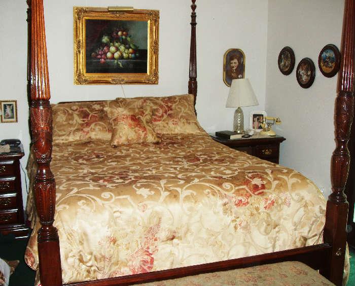 four poster tall queen size bed, linens sold seperatly including drapes