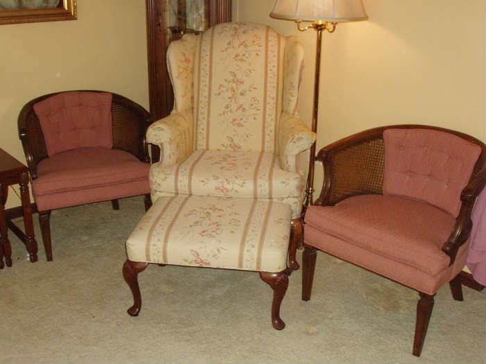 2 club chairs and a nice wing back chair
