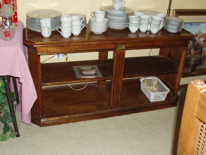 open dining room buffet and 2 sets of china