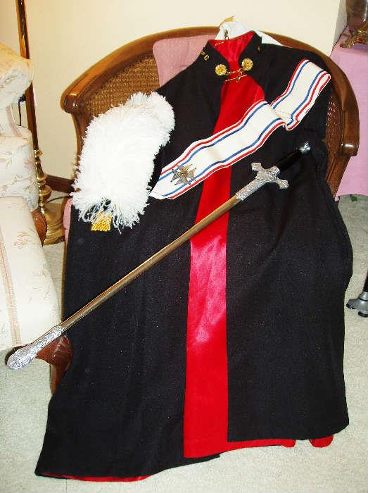 Knights of Columbus uniform complete with sword and hat