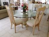 60" round, 3/4" thick beveled glass top dining table,