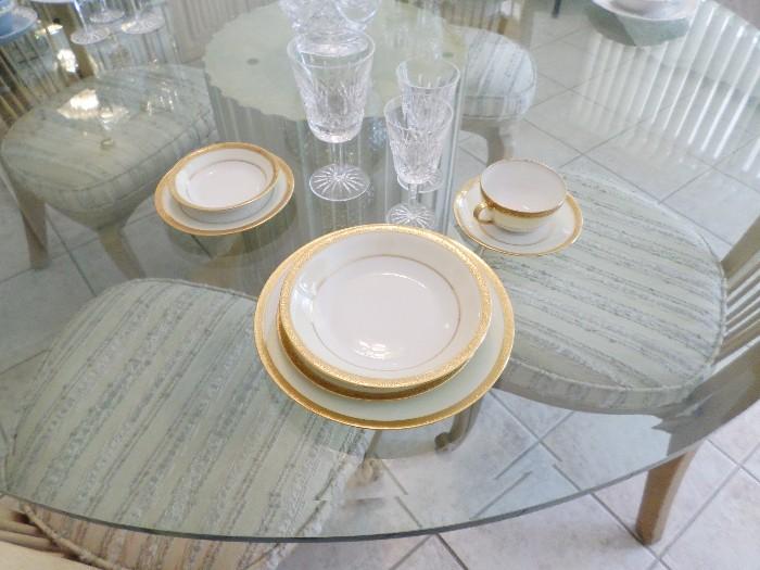 Gold Rimmed Dinnerware 6 pieces to a place setting-