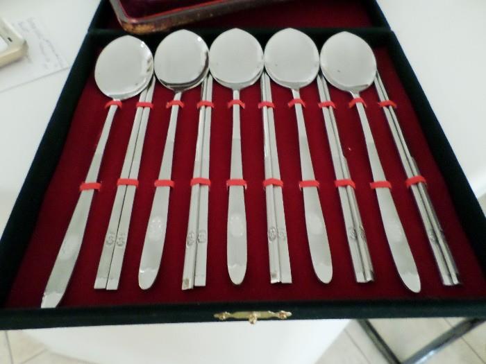 Chopsticks and serving spoons