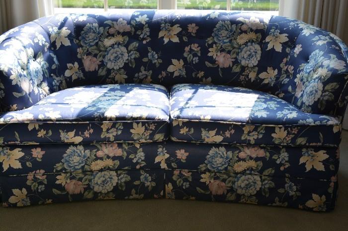 Petite blue floral 2 cushion sofa