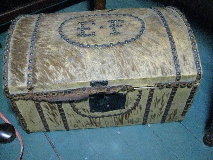 Old Leather Child's Toy Trunk