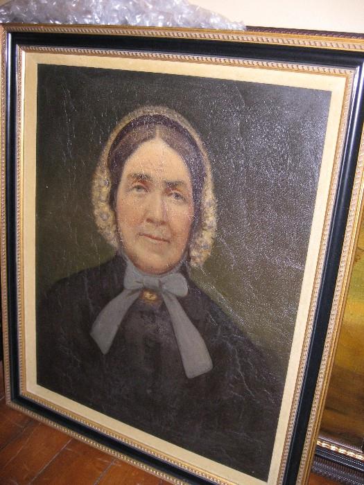 Civil War Era Oil Painting of  Woman on Canvas