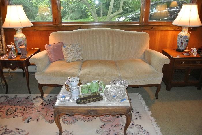 Assorted Furniture, including Sofa, Coffee Table, & Lamps