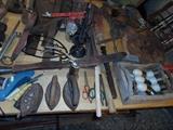 irons, antique farm tools