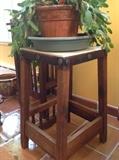 Leather top, oak arts and crafts side table