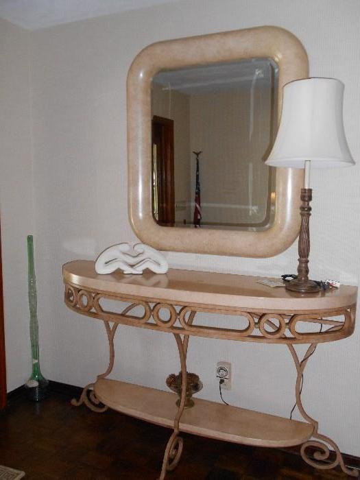 Lg. Henredon console table & mirror