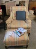 Upholstered chair and ottoman