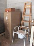 Filing cabinet and ladder