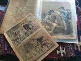 rare 18th century hand colored Cruickshank Political cartoons