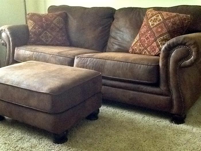 Jackson sueded sofa and ottoman