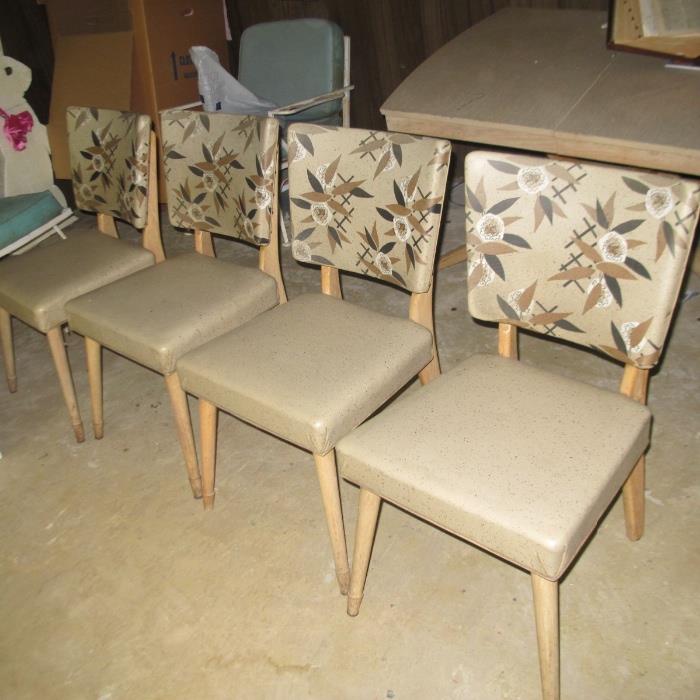4 MID CENTURY DINETTE CHAIRS WITH ORIGINAL NAUGHYDE