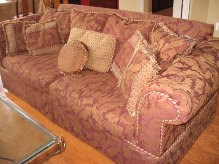 mauve couch and pillows