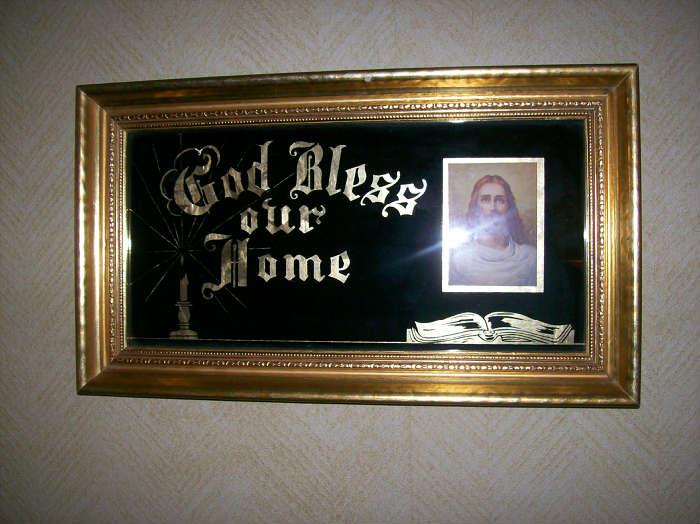 GOLD FRAMED "GOD BLESS OUR HOME"
