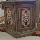 Hand Painted 5-Sided End Table w Storage