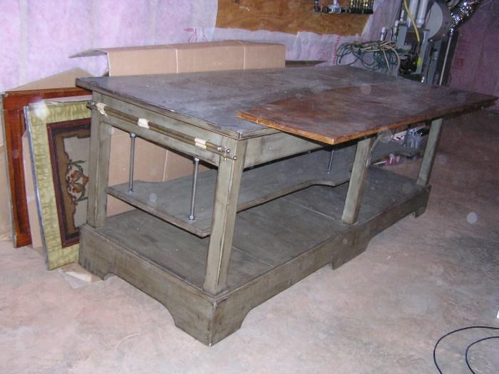 Drapers table/kitchen island with zinc top