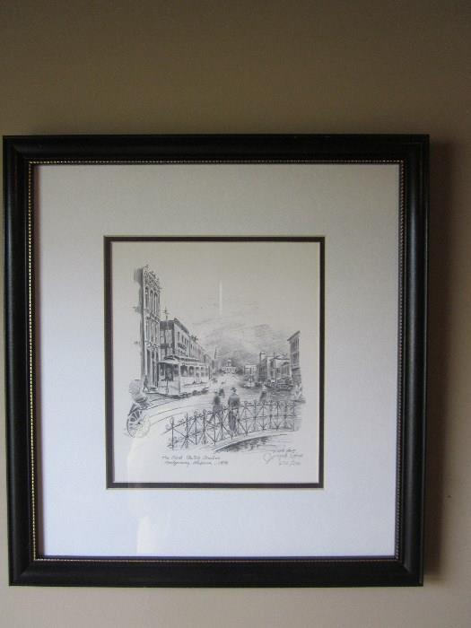 1 of 4 Joseph Stone signed and numbered prints of downtown Montgomery