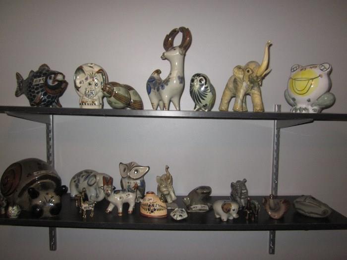Collection of Mexican pottery animal figures