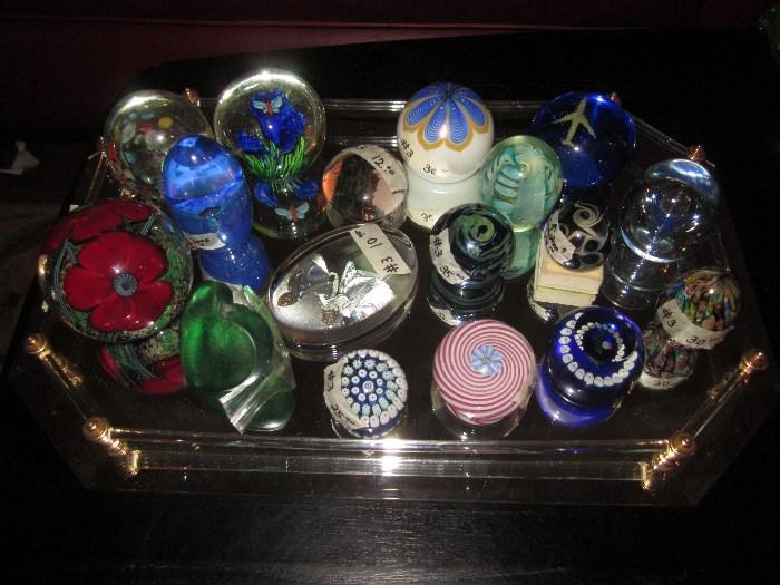 paperweights, many signed