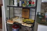 vintage items on bakers rack