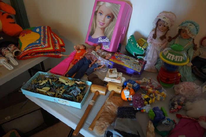 Barbie & Ken, case and clothing, other vintage toys