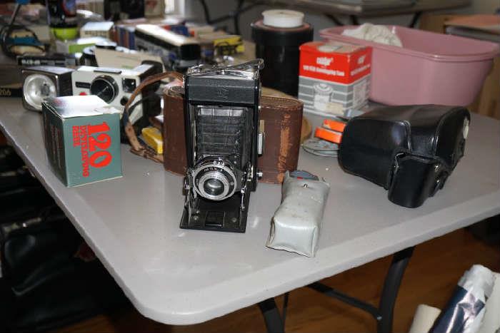 late 1930's Ziess camera with other vintage photography items