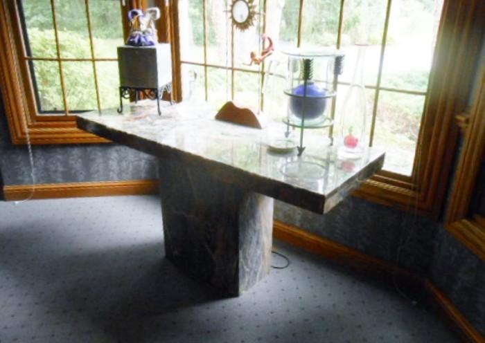 Marble SideBoard on Square Base, Matches Dining Room Table  Size is 55x20 base is 4 sided with hollow center for ease of moving