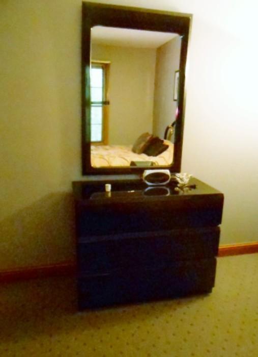 black lacquer dresser and mirror38x18