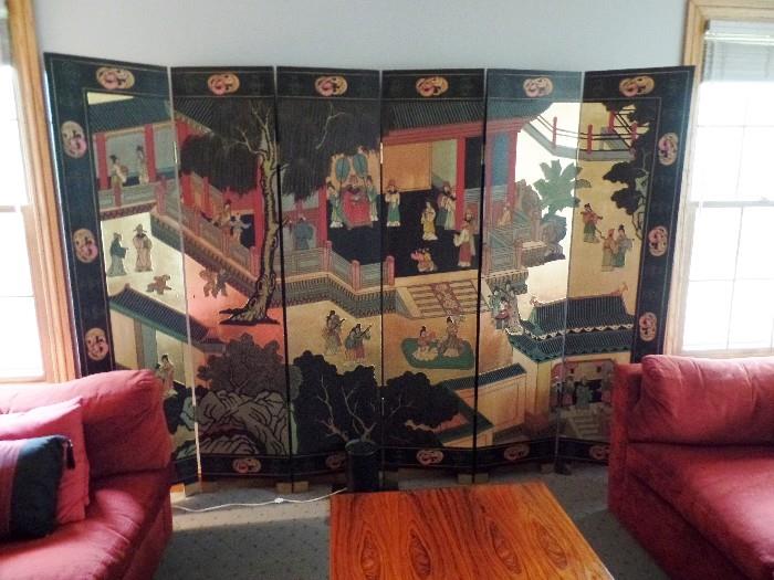 6 panel asian screen each panel is 16 inches and screen is 6 feet high