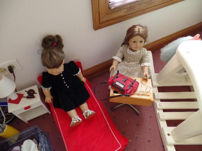 these two dolls are the Pheasant company "american girl dolls pre Mattel" they also have clothing and play furniture, great find