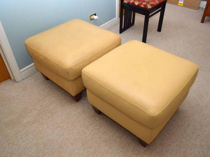 Pair of Leather Ottomans