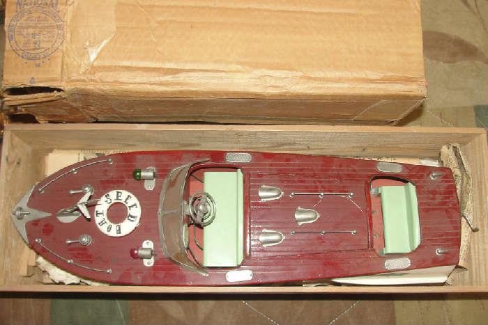 Collectible boat toy in original wooden box