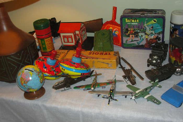 Older toys, spinning tops, planes, etc
