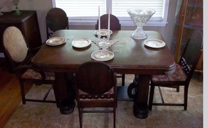 GREAT ART DECO ERA DINING ROOM TABLE & CHAIRS ~ SEE MATCHING BUFFET & SERVE