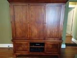 Custom made, solid wood media center, by Romweber http://www.romwebermarketplace.com/history