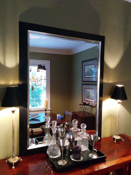 Black/silver leaf beveled mirror, cost $500.00 when purchased