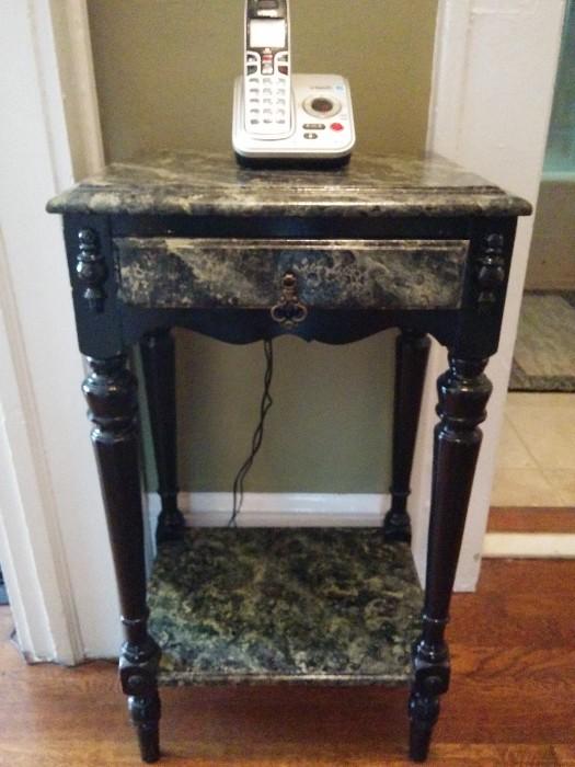 Vintage telephone table, faux marble finish, but you already knew that...