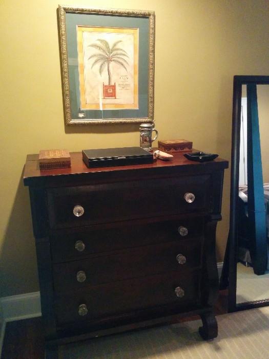 American Empire 4-drawer chest, with glass pulls