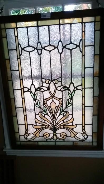 GORGEOUS, antique stained glass window, not made in China yesterday