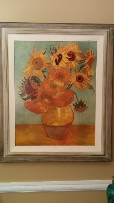 A print of yellow flowers - anyone know what these are called or who the original artist may be?!?  ;-)