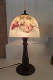 MILLER REVERSE PAINTED LAMP 14"H X 7"DIAM