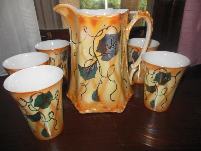Hand Painted Lemonade Pitcher cups