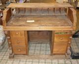 Antique Wooden Writing Desk with Mail Slots 