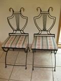 Pair of Wrought Iron and Brass Parlor Chairs