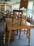 1930's oak table and chair set, comes with on leaf and pads