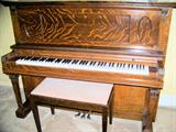 Oak upright piano